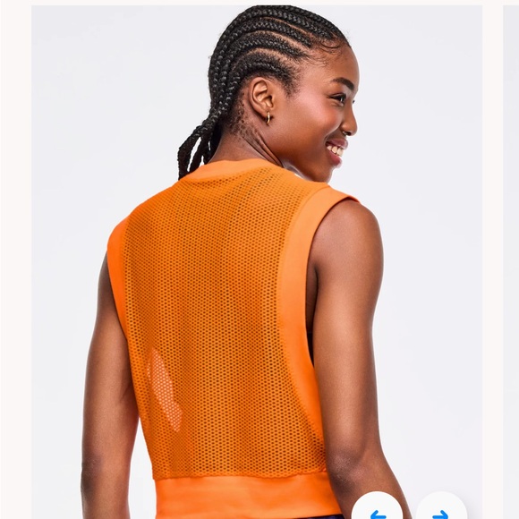 Zumba Fitness Orange Mesh Sleeveless Top - Picture 3 of 4